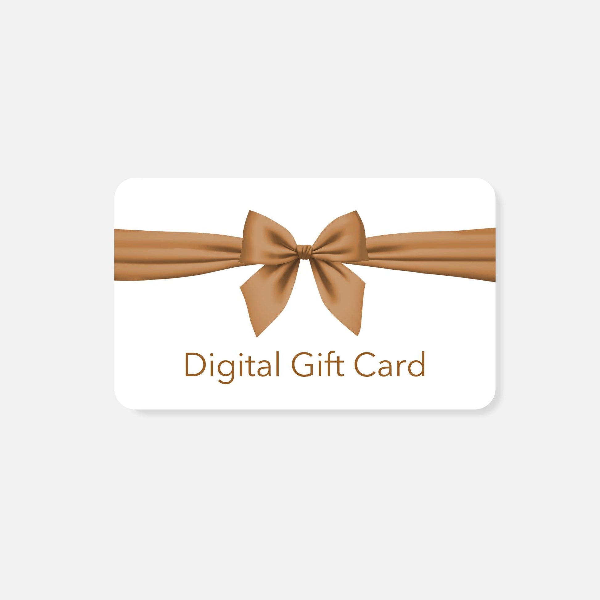 White digital gift card with a brown bow