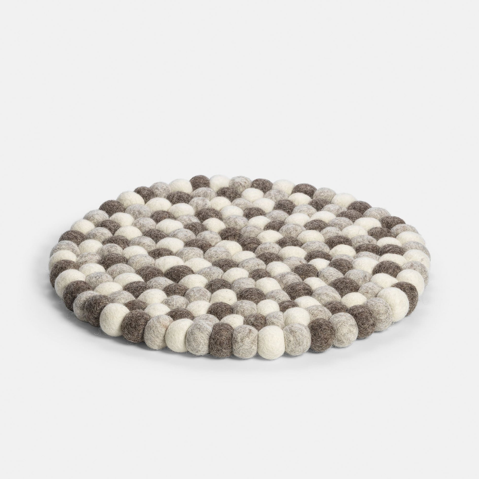 Image - bubble mat of wool balls in greige, taupe and white