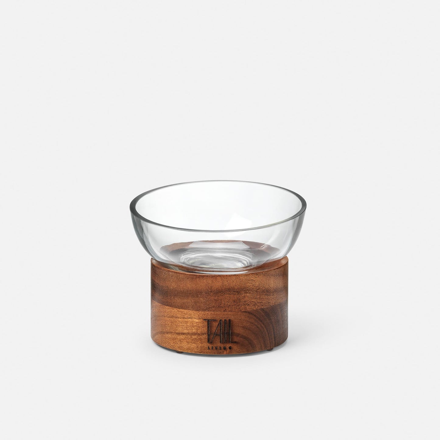 Image - Cat food bowl with wooden stand and glas bowl.